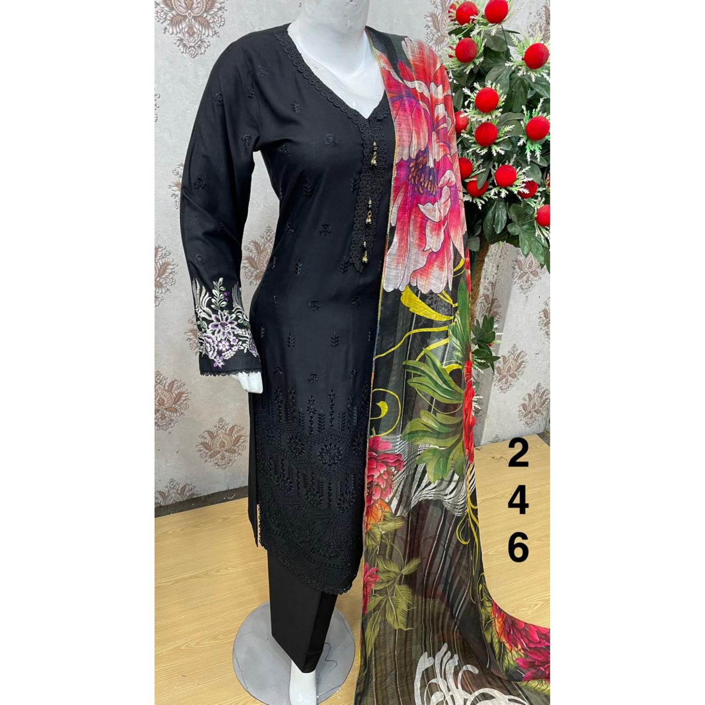 3 Pc Luxury mother daughter Embroidered Linen Collection-UMNAA