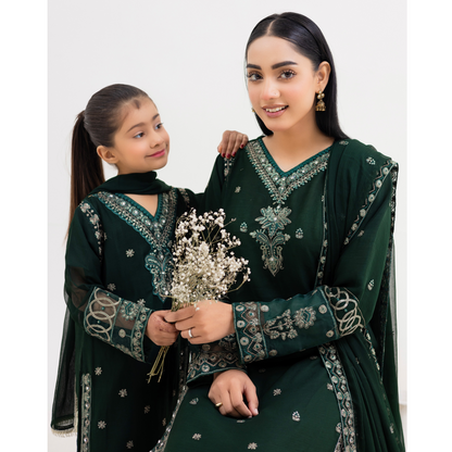 UMRZ-41 3 Pc Luxury mother daughter Embroidered Chiffon Collection-Rangz