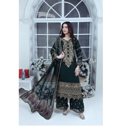 UA-59 3 Pc Luxury mother daughter Embroidered Chiffon Collection- Umnaa