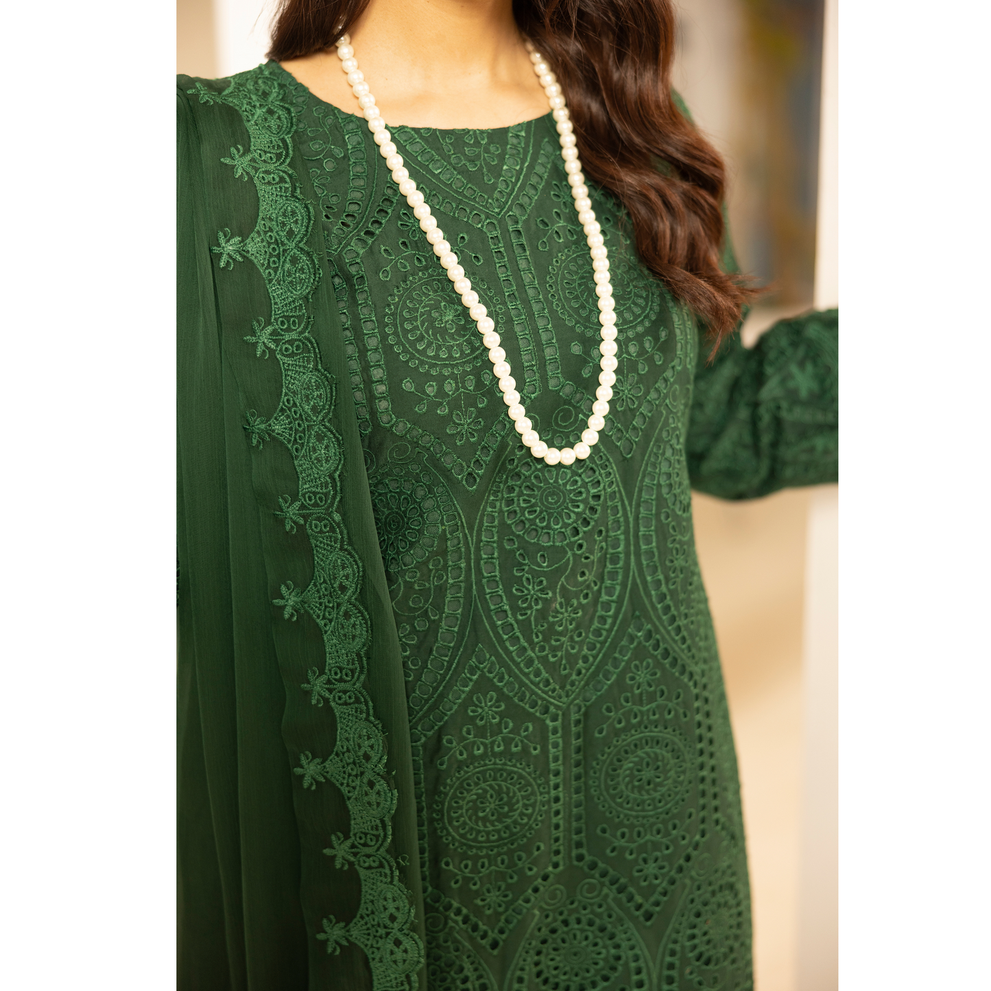 UMS-18 Embroidered Linen Chikenkari 3 Pc Pakistani Dress | Ready to wear | Simrans