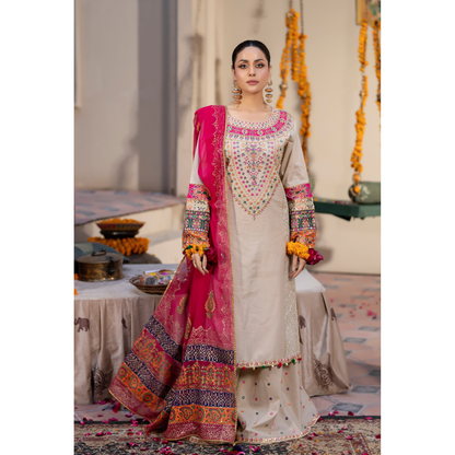 KC-1432 Embroidered Cambric Cotton Dress Ready to Wear 3 Pc - Karma Collection