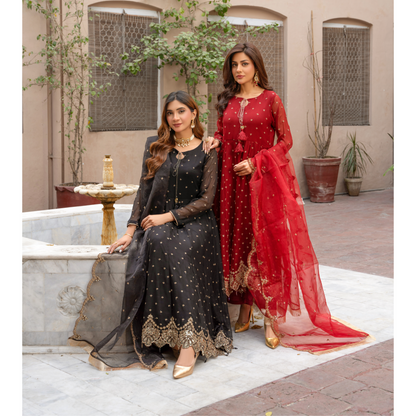 U-72 3 Pc Embroidered Chiffon long frock collection-UMNAA