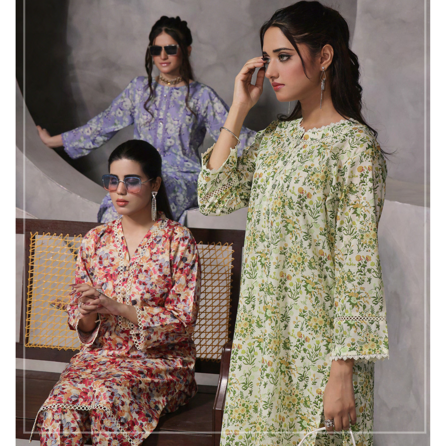 2 Pc Ready to wear Printed Lawn Co-Ords Dress - Saphron