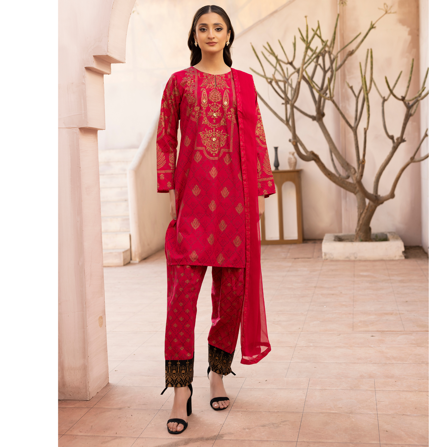 UMS-19 Embroidered Lawn 3 Pc Pakistani Dress | Ready to wear | Simrans