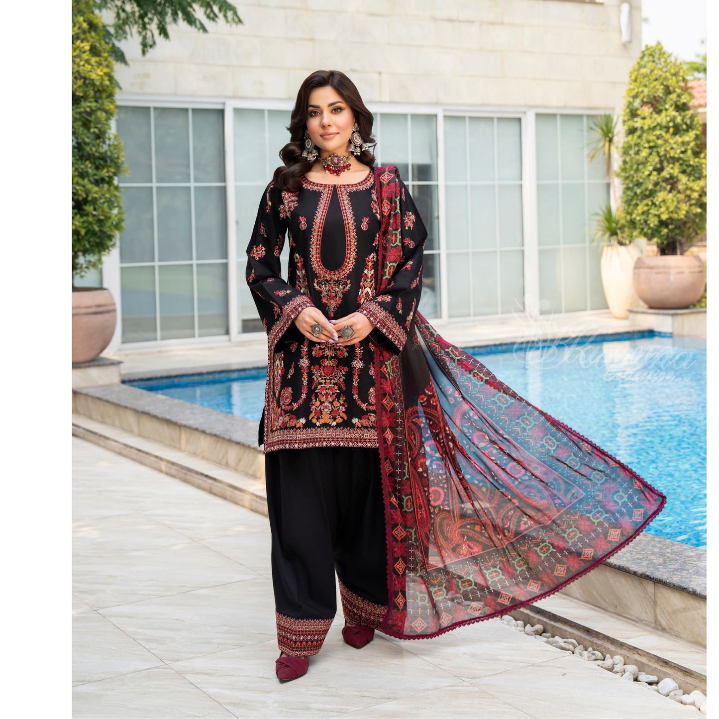 KC-1491 kashmiri Chikenkari Luxury Cotton farshi Shalwar Collection | Ready to Wear | Karma Collection