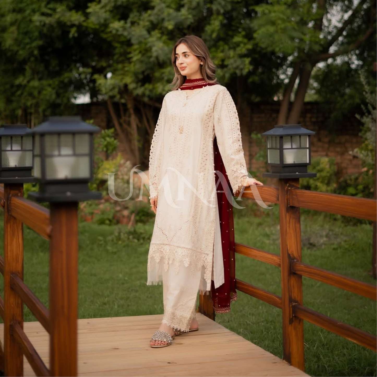 UAL-04 Luxury MARIA.B inspired Embroidered Cambric Cotton Ready to Wear 3 Pc Dress | ALLY'S