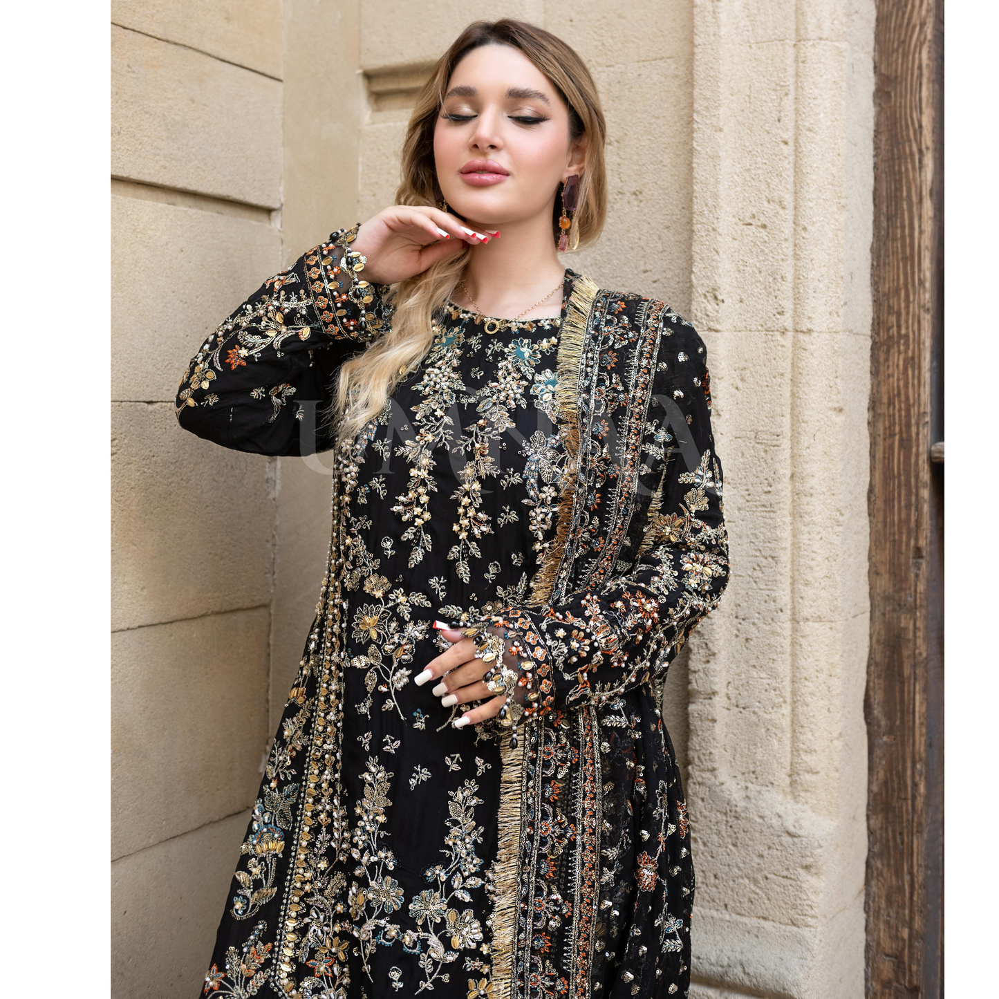 UA-115 Luxury Embroidered Festive Chiffon Collection | Ready to Wear | Umnaa