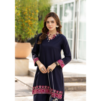 UZA-01 Rang e Elegance by Zaaria 2 Pc Embroidered Dhanak Co-Ords Set
