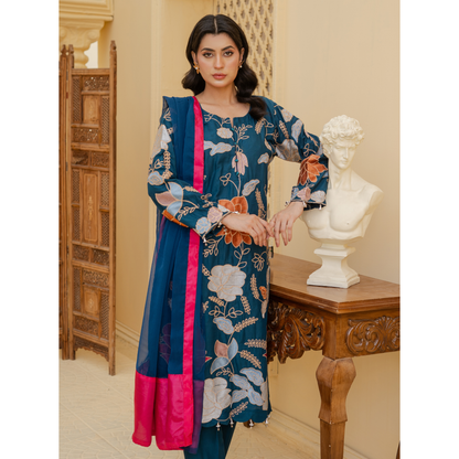 UA-128 3 Pc Embroidered Linen Collection Pakistani Dress Asian Clothes