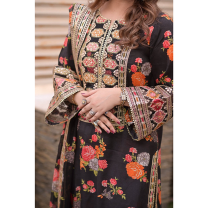 UA-135 Embroidered khaddar 3 Pc dress | Ready to Wear Asian Clothes  | Umnaa