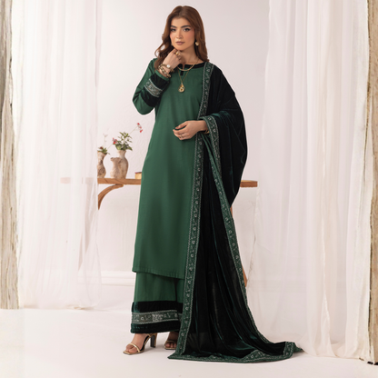 UMS-42 Raqs e bismil khaddar dress with Velvet Shawl by Simrans | Ready to Wear | Asian Clothes