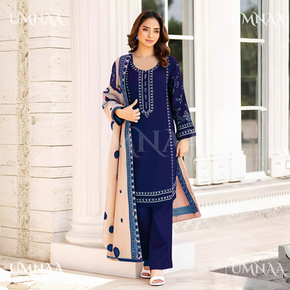 UA-137 Dhanak dress with Kashmiri Wool Shawl by Umnaa | Ready to Wear | Asian Clothes