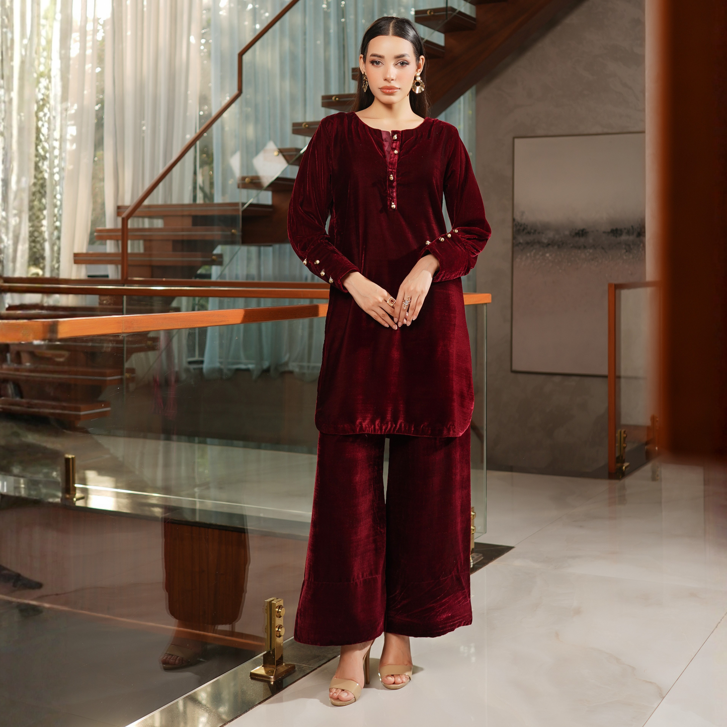 UMS-44 Coco by Simrans Velvet Co-Ords set | Ready to Wear | Asian Clothes