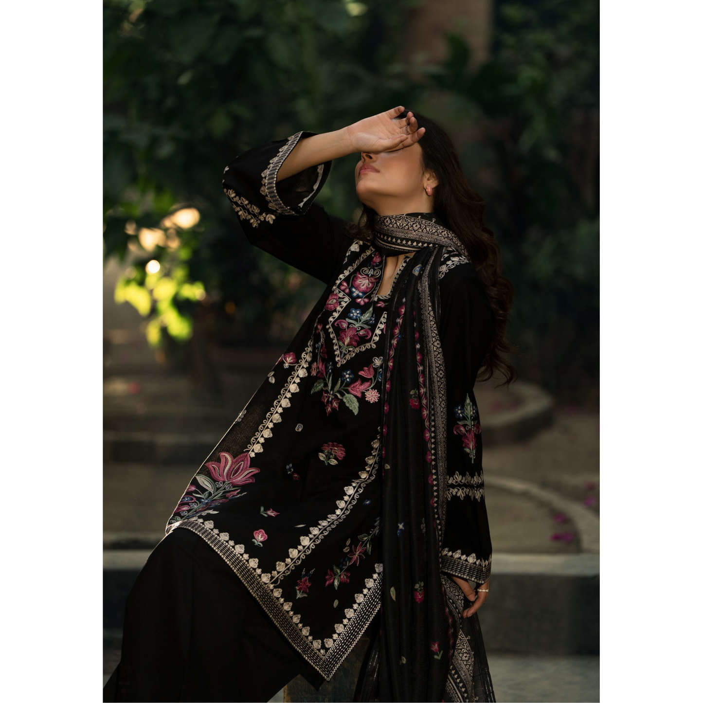 UCA-33 "Shadows" Embroidered Khaddar with Wool Shawl Winter Collection by Casuallite