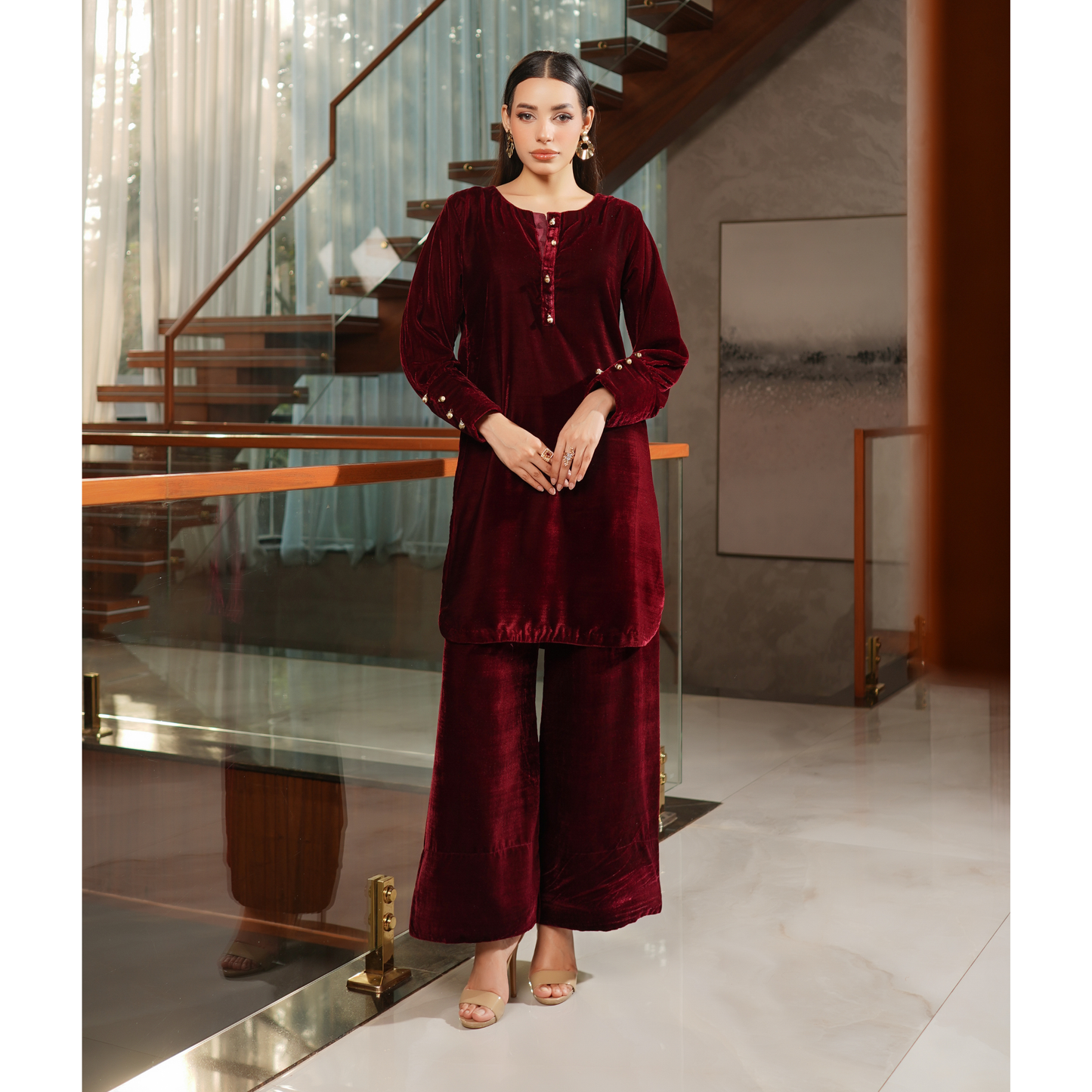 UMS-47 Coco by Simrans Velvet Co-Ords set | Ready to Wear | Asian Clothes