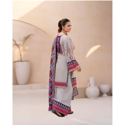 "Mishaal" Khat Edition Luxury Embroidered Farshi Shalwar 3 Piece by Karma Collection