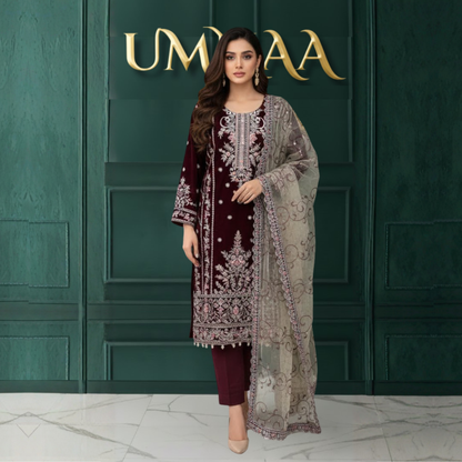 UA-150 Embroidered Luxury Velvet Collection by Umnaa | Asian clothes