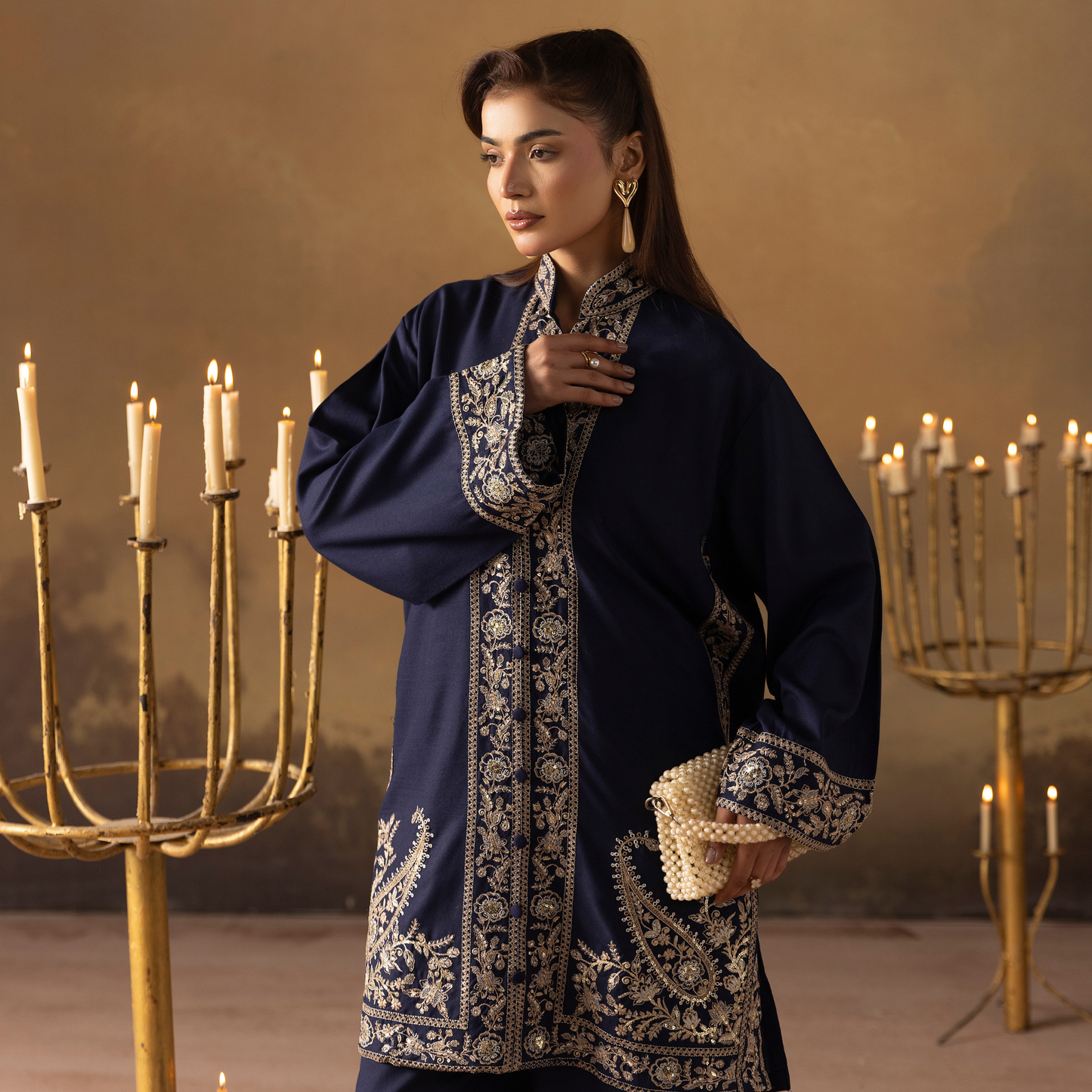 UMS-48 Embroidered Dhanak 2 Pc Co-Ords Set by Simrans