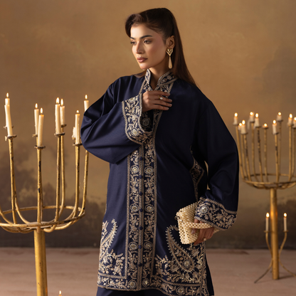 UMS-48 Embroidered Dhanak 2 Pc Co-Ords Set by Simrans