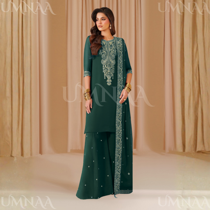 UA-133 Luxury Embroidered Chiffon Party Wear Asian sharara dress 3 Pc | Ready to Wear | Umnaa
