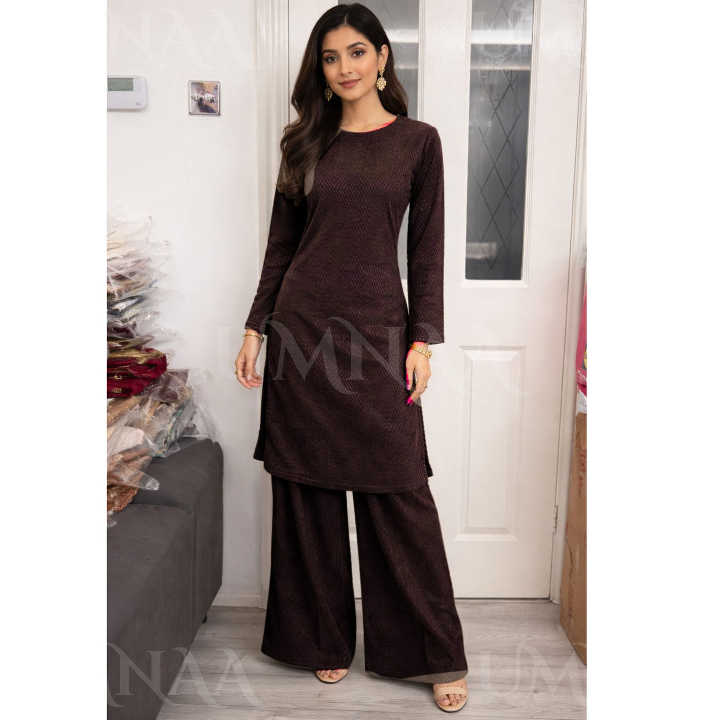 UA-154 Winter Co-Ord Set | English Winter Thick Fabric Warm Soft Co-Ords Set