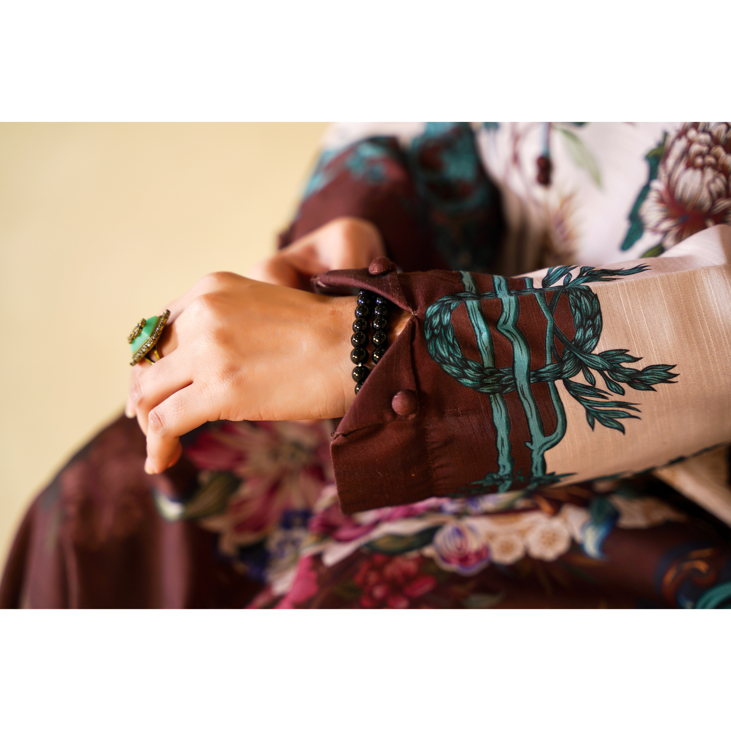 UA-157 Printed Slub Khaddar Kaftan Co-Ord Set | Winter 2 Piece Outfit