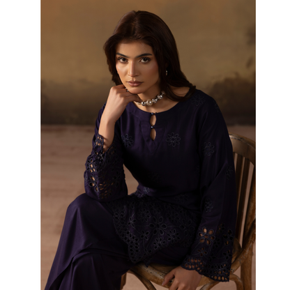 UMS-50 "Luxkari" Linen Chikenkari Co-Ords 2 pc Set by Simrans