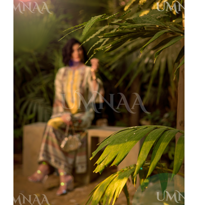 UA-160 Printed Silk kaftan Style long Maxi 1 PC  | Ready to wear | Umnaa