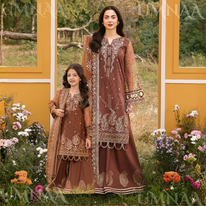 UMS-55 Janan Mother Daughter Chikenkari Jacquard Eid Edit by Simrans | Ready to Wear Asian Pakistani clothes