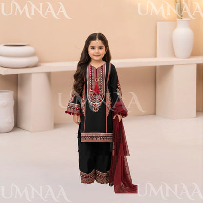 UA-164 Embroidered Slub Linen Mother Daughter Festive Collection by Umnaa