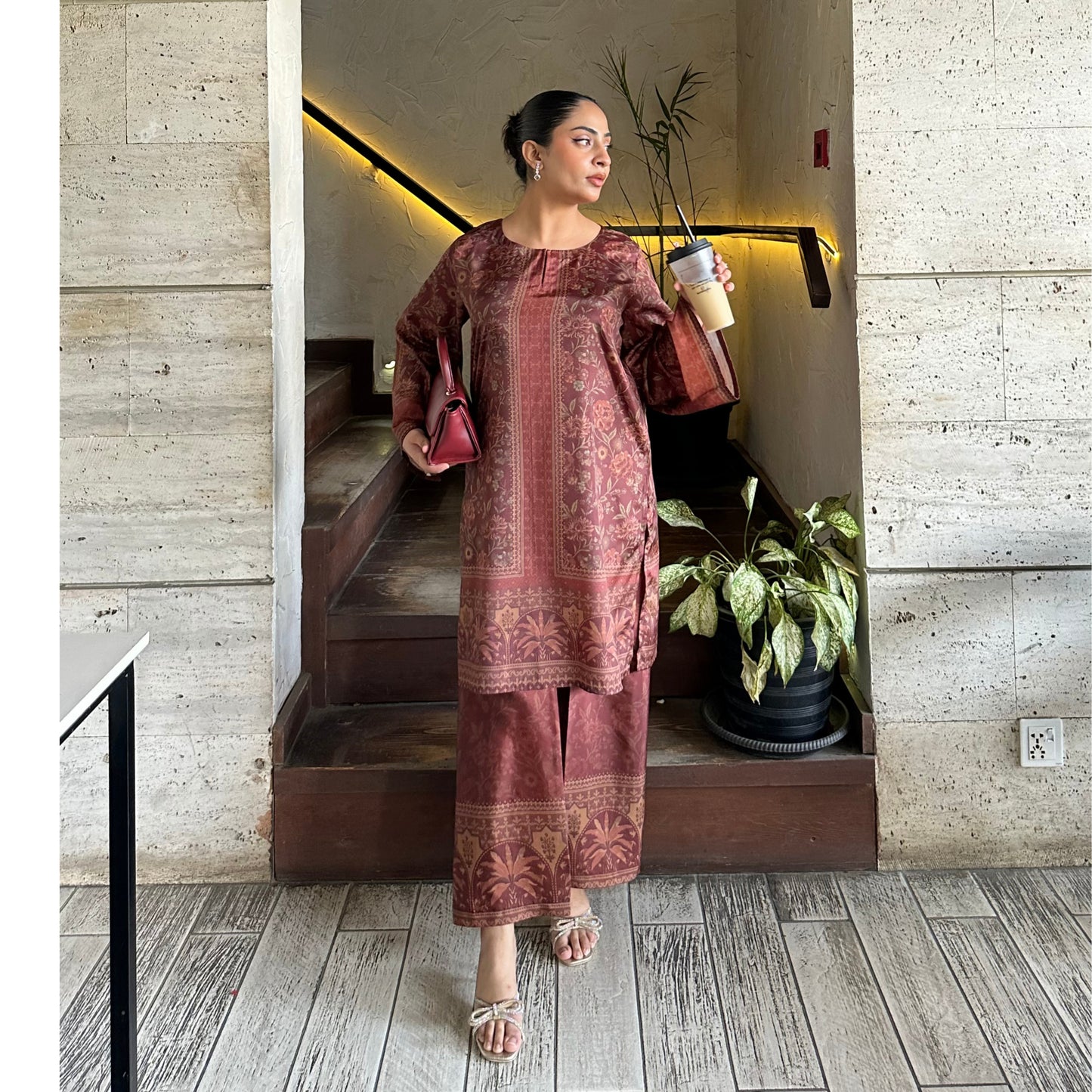 UA-169 Silk Printed Co-Ords Set by Umnaa | Ready to Wear Modest fashion Asian