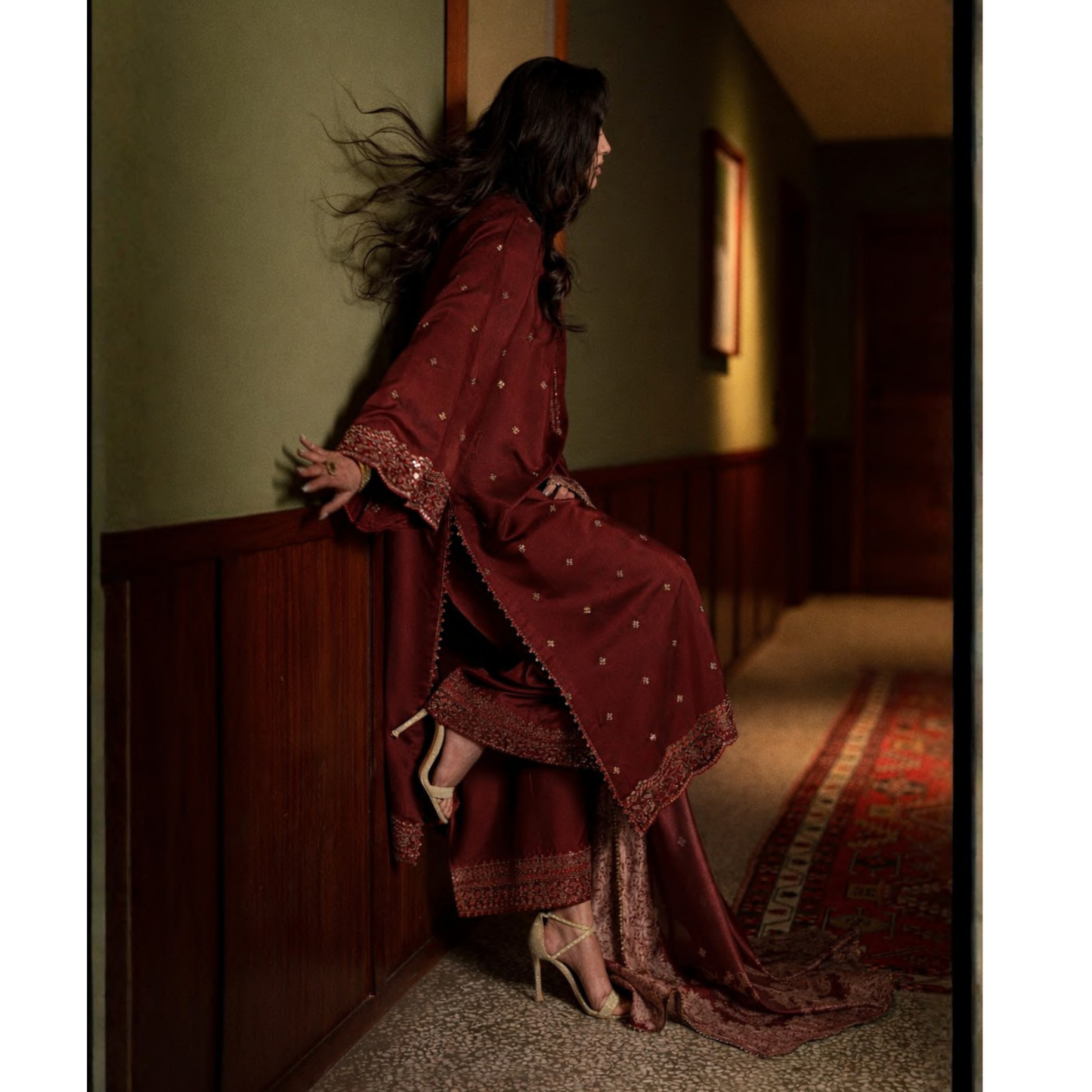 UCA-36 ELARA Festive Embroidered Viscose Dress with Printed Silk Dupatta | Women’s Festive Wear Pakistani Designer Outfit by Casuallite