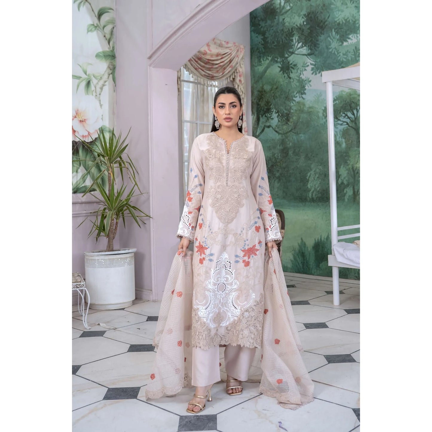 UMRZ-55 Festive Maria.b Lux by Rangz Embroidered Linen Collection