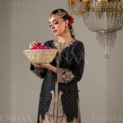 UA-182 Embroidered Viscose 3 Piece Suit with Organza Dupatta | Elegant Pakistani Party Wear by Umnaa