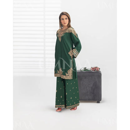 UA-187 Embroidered Cotton dress with Pockets by Umnaa | Ready to Wear | Pakistani Asian Clothes