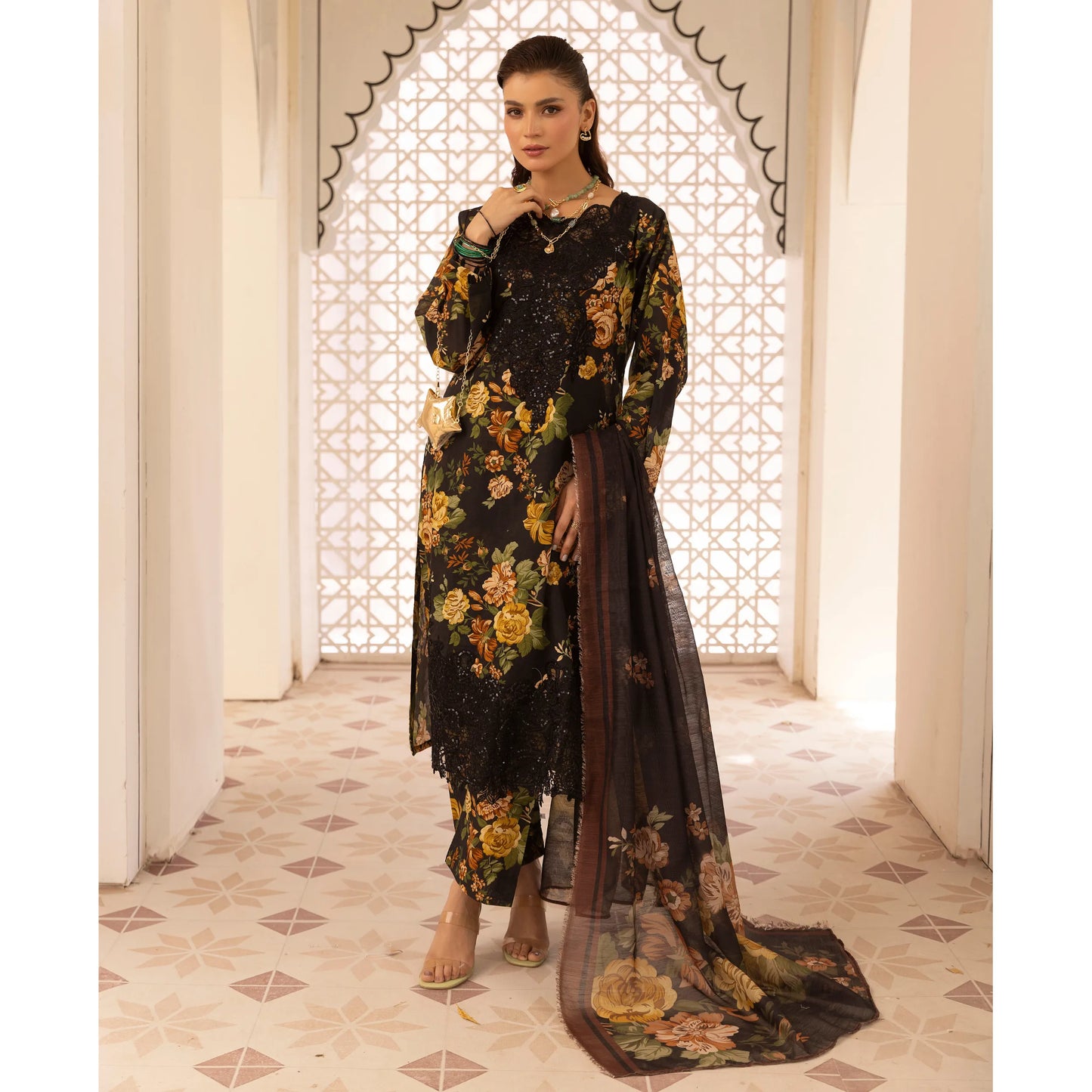 UMS-63 "Limelight" by Simrans Embroidered Printed Pure Lawn 3 Pc Collection Ready to Wear Pakistani Asian clothes
