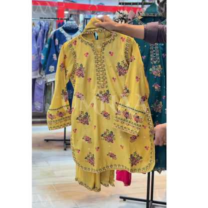 UA-194 Embroidered Cotton Farshi Shalwar Collection by Umnaa | Ready to Wear Pakistani Asian Clothing