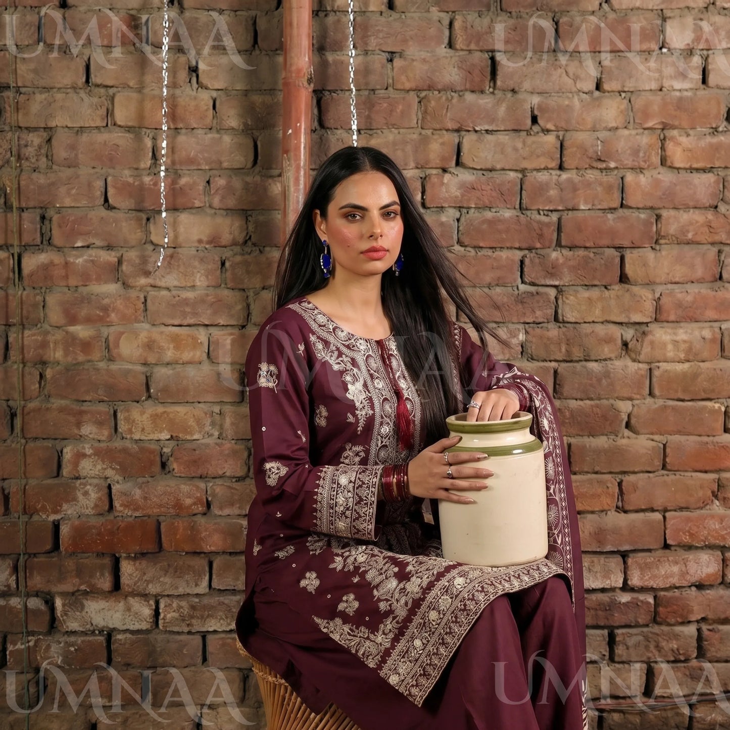 UA-199 Embroidered Cambric Cotton Collection by Umnaa | Ready to Wear Pakistani Asian clothes for women