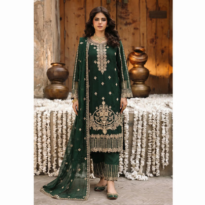 U-73 3 Pc women's Embroidered Chiffon salwar kameez Pakistani Indian fashion Traditional Womenswear Festive collection-UMNAA