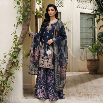UA-211 Embroidered Viscose with Cotton Silk Sharara collection by Ready to Wear Pakistani Asian clothes