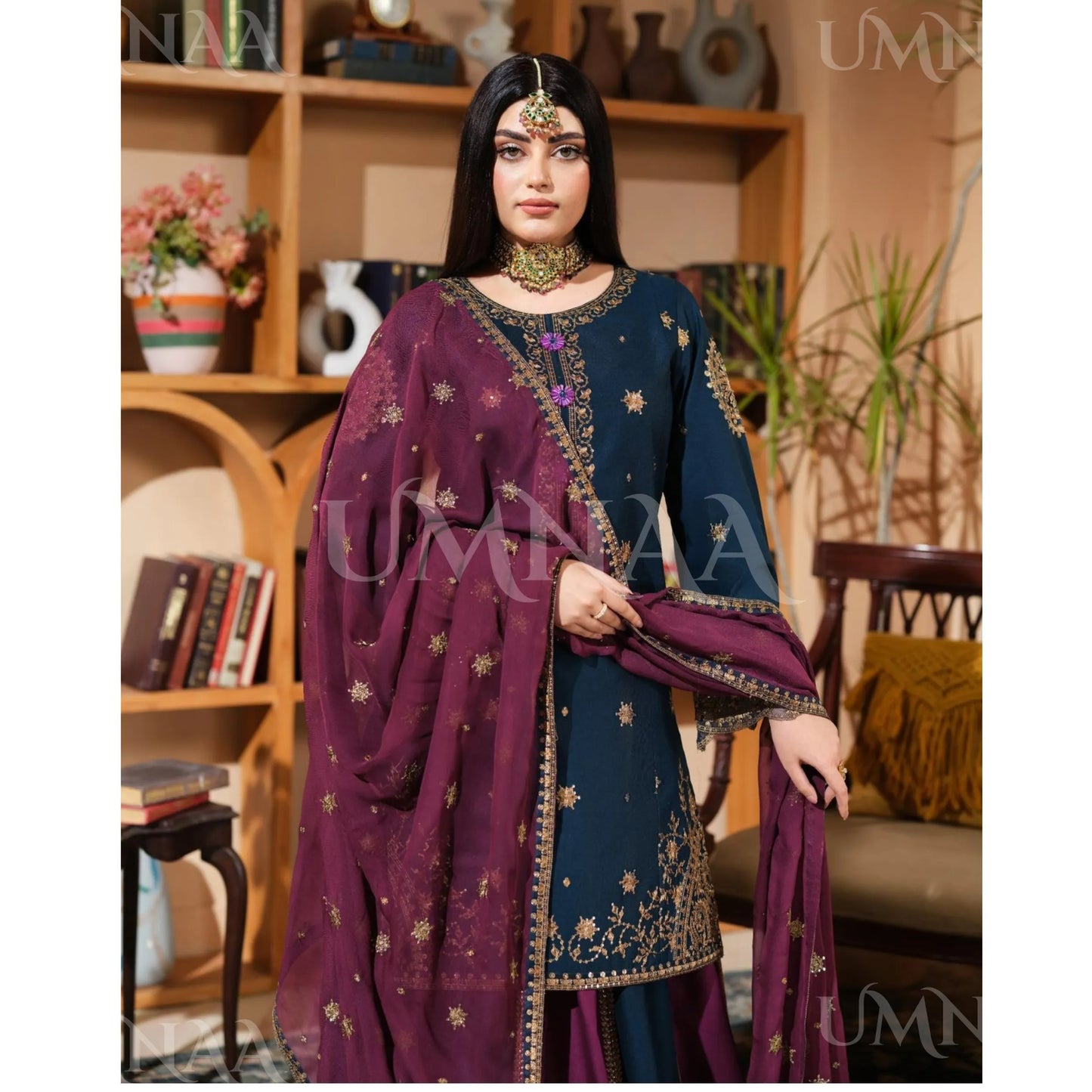 UA-213 Embroidered Cotton Festive Collection by Umnaa | Ready to Wear Pakistani Asian Clothing