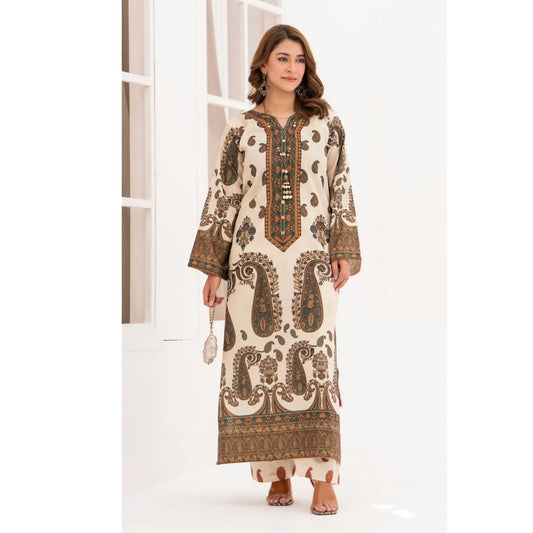 UA-215 " Printed Poly Silk Lawn Kaftan Style Co Ord Set Collection by Umnaa | Ready to Wear Pakistani Asian clothes