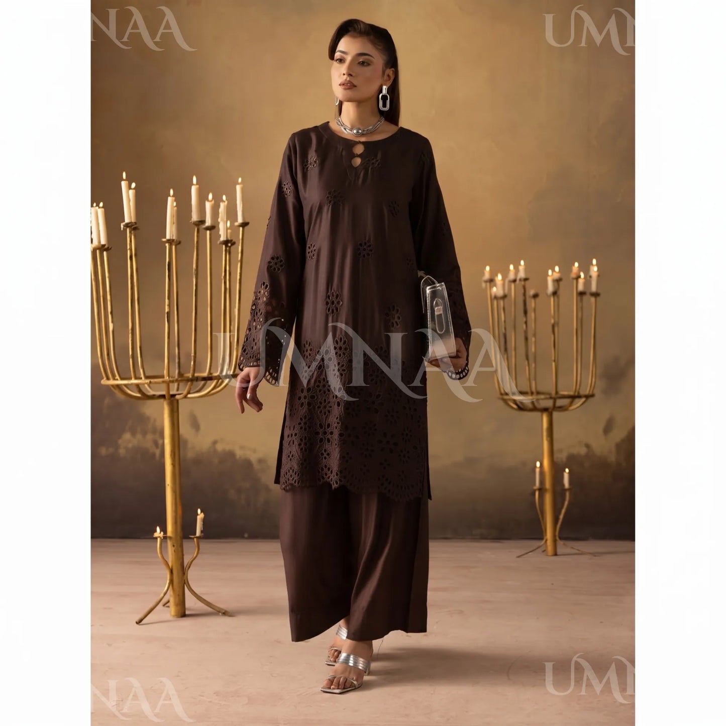 UMS-50 "Luxkari" Linen Chikenkari Co-Ords 2 pc Set by Umnaa
