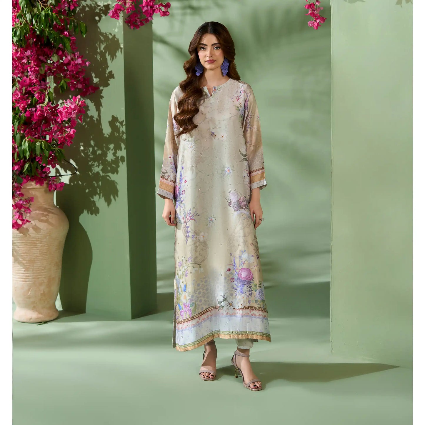 UAL-05 Printed Silk Kaftan Style Co-Ord Set Loose fit Casual Wear | Ethnic wear | ALLY'S