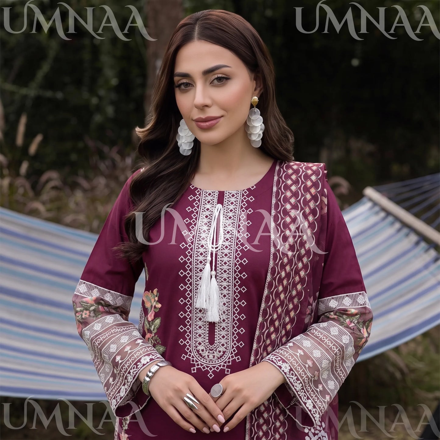 UA-256 Embroidered Cotton 3 Pc Collection Ready to Wear Pakistani Asian clothes by Umnaa