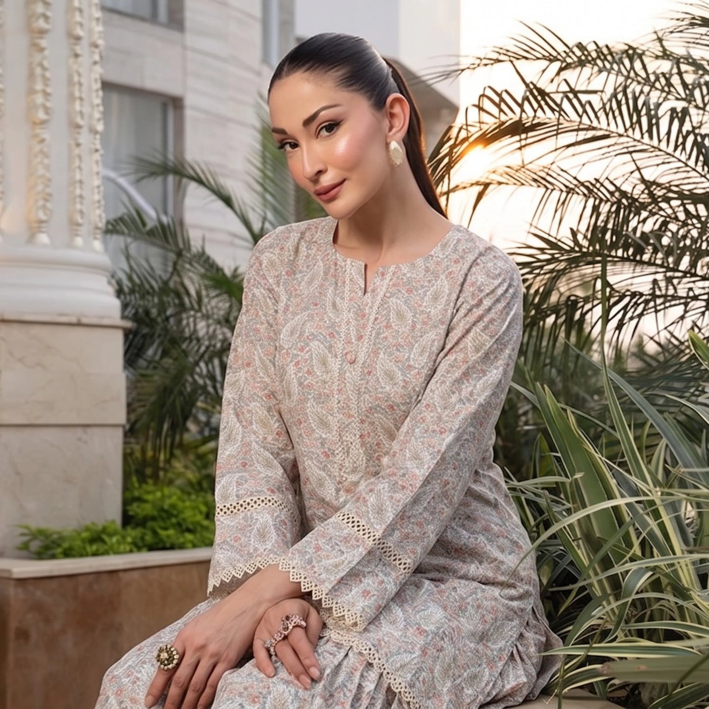 USN-23 Printed Farshi Shalwar Lawn Co-Ord Set | Saphorn