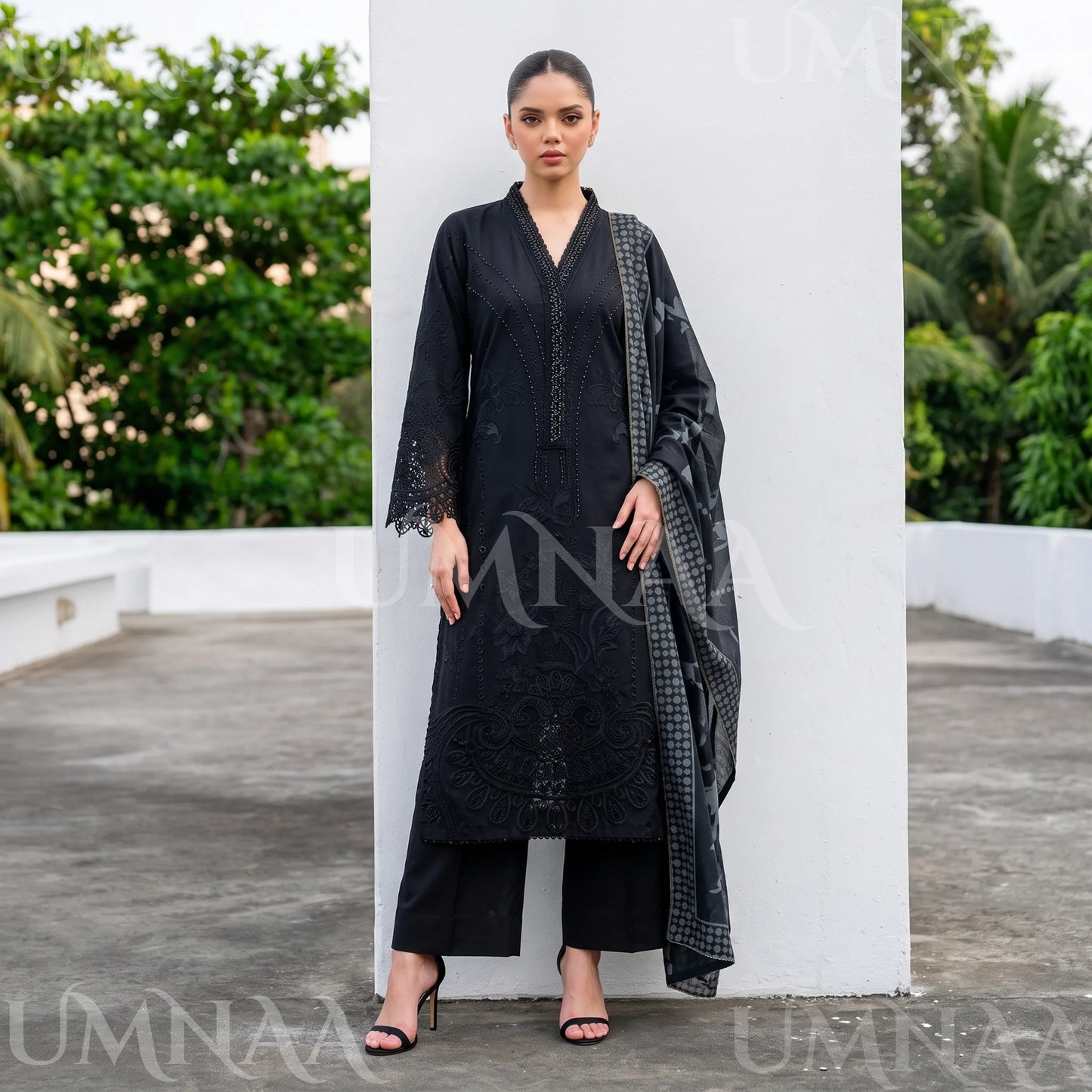 UA-272 Embroidered Cambric Cotton 3 Pc Collection | Umnaa