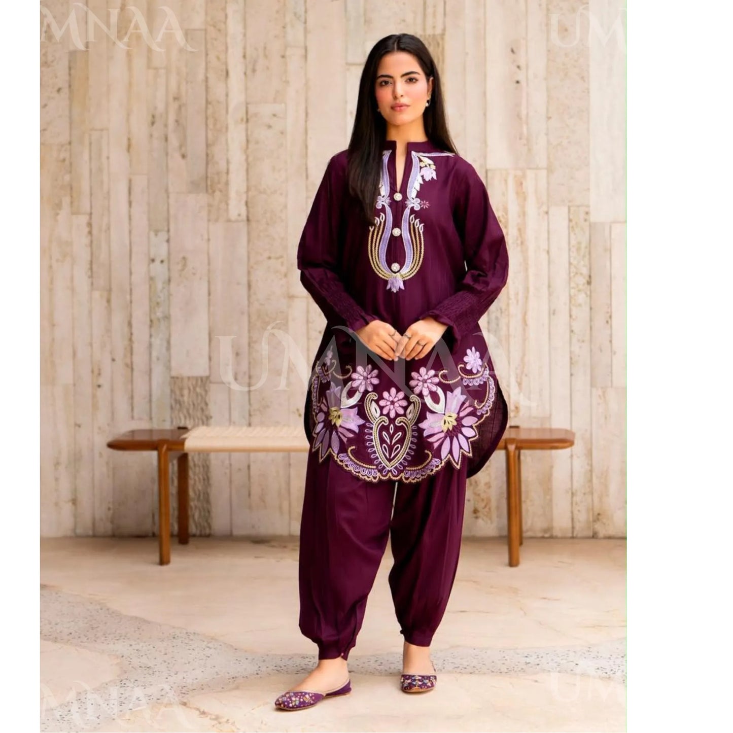 UA-277 Embroidered Trendy Cotton Co-Ord Set | Umnaa