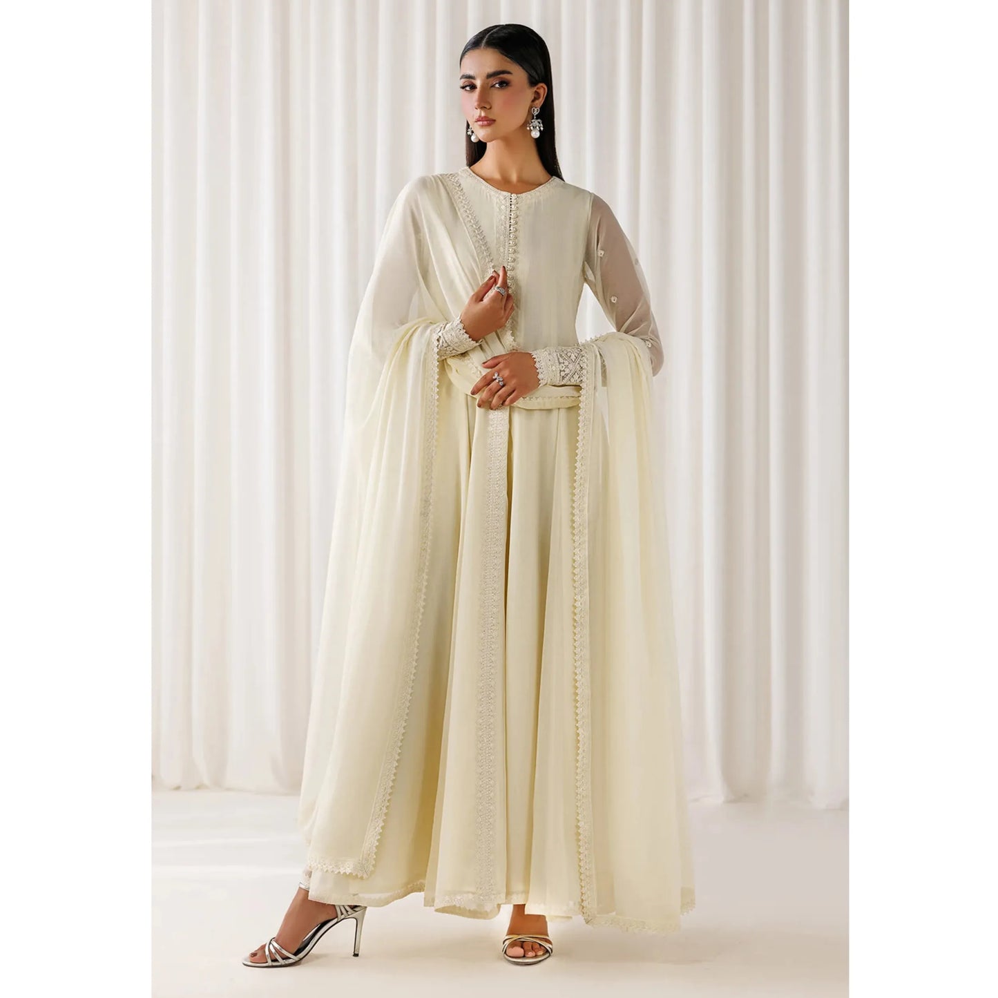 UA-281 Embroidered Chiffon Frock 3 Pc Collection | Umnaa