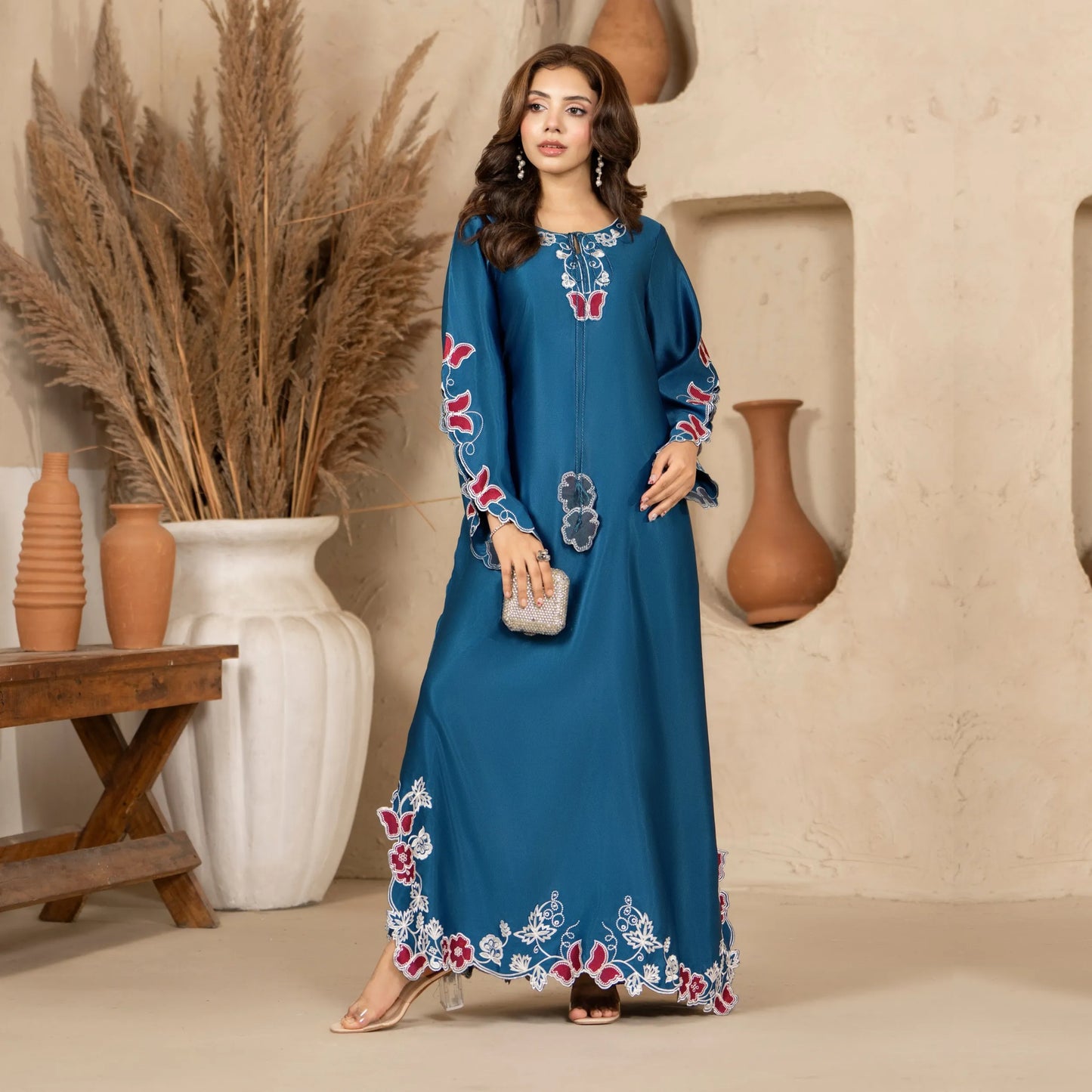 RA-39 Embroidered kaftan 2 Pc - Raniya.h